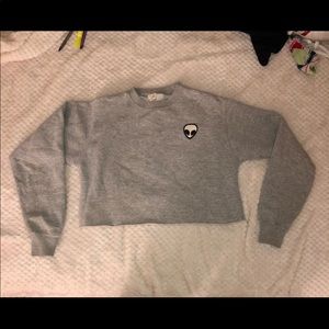 Grey cropped alien sweater